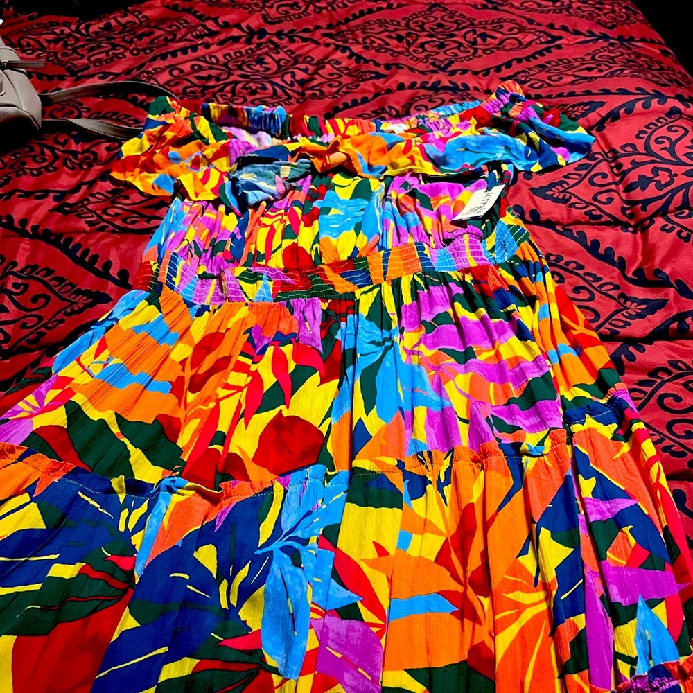 Terra and sky flowy dress